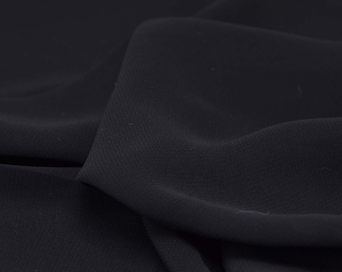 Evening wear, chiffon, solid black, for dresses, skirts, transparent - 150 cm wide - semi-transparent fabric, solid color