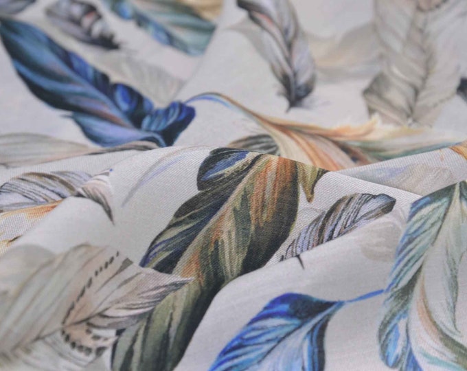 Blouse fabric made of viscose and silk, Stine with feathers by Hilco - 135 cm wide - fabric slightly shiny, patterned