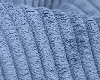 Upholstery fabric corduroy in light blue, velvety, soft, for cushions, bags - 140 cm wide - fluffy fabric, solid color