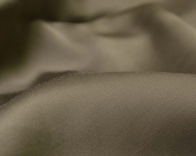 Blouse fabric satin made of viscose in plain olive-green, shiny, smooth - 130 cm wide - fabric shiny, UNI