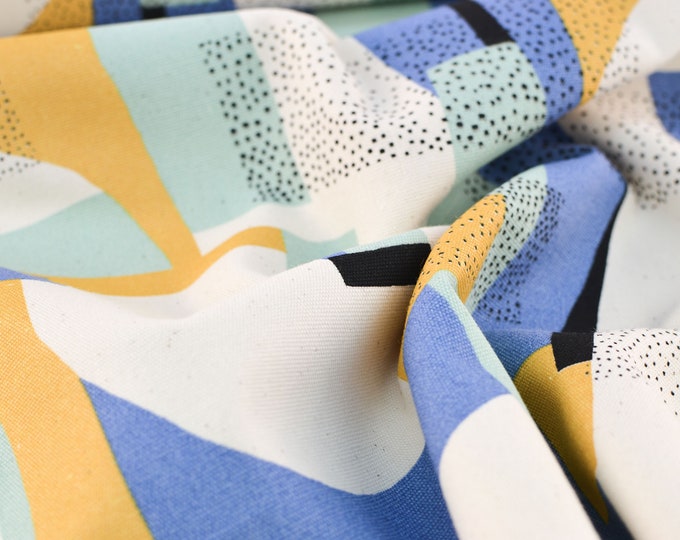 Canvas, Baumwolle, blau, grün, gelb, geometrisch, abstrakt