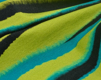 Viscose jersey with stripes, zebra green by Hilco - 145 cm wide - patterned animal print fabric