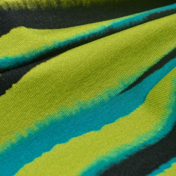 Jersey made of viscose with stripes, zebra in green from Hilco - 145 cm wide - fabric patterned animal print