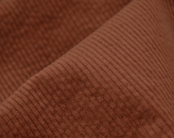 Kord Stoff Stretch, Baumwolle uni, Bubble washed, braun - 140cm breit - Stoff leicht glänzend, UNI