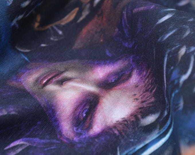 Children's jersey Fantasy, blue, purple, white, Star Craft Broodwar, black, made of cotton - 150 cm wide - fabric smooth, patterned