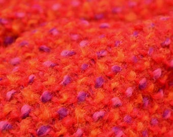 Coat fabric “Jane” with wool, cotton in orange, red melange by Hilco - 145 cm wide - patterned fabric, melange