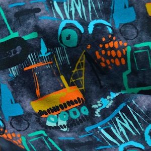 NEW! Sweat fabric, summer sweat, French terry, boys, excavator, grey