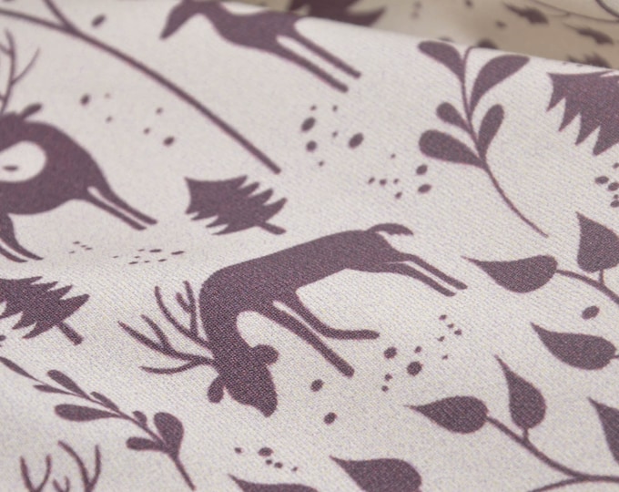 Children's Jersey Mini Winter by Swafing Forest, Deer, Purple - 155 cm wide - Fabric patterned patterned