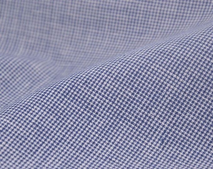 Hosenstoff aus Leinen mit Baumwolle, kariert, blau, weiß  - 155cm breit - Stoff zweifarbig, Hahnentritt