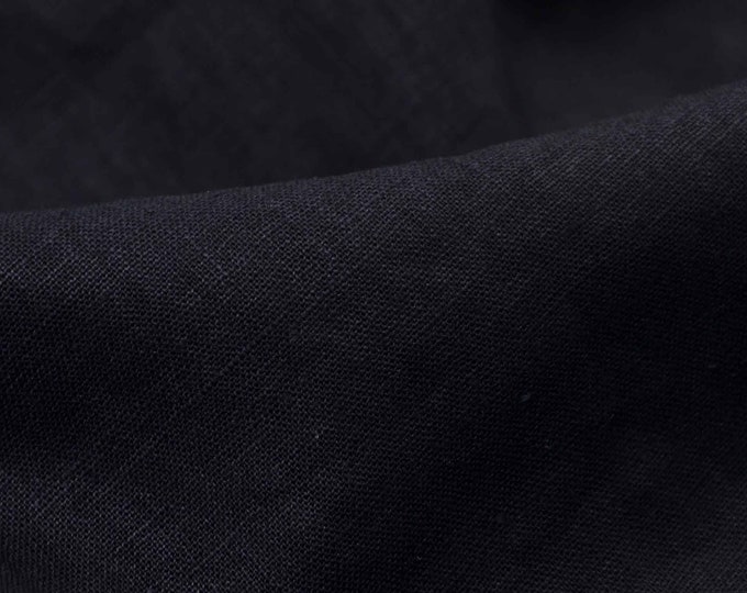 Leinen Stoff uni schwarz, reines Leinen, für Hosen, Kleider - 130cm breit - Stoff Leinenoptik, UNI