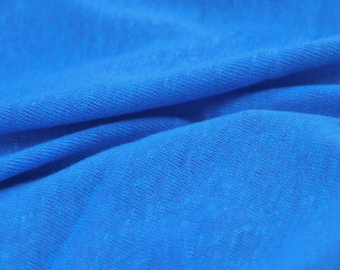 Linen jersey with viscose, thin and flowing, plain blue - 160 cm wide - semi-transparent fabric, UNI