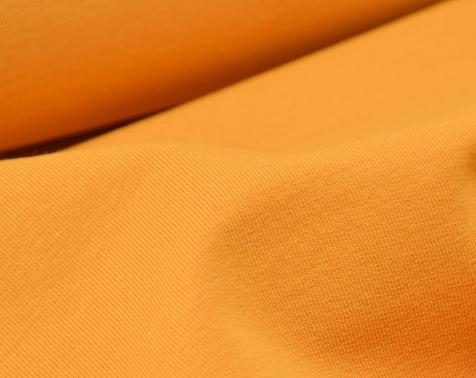 Sweatstoff Uni, French Terry Maike aus Baumwolle in gelb-orange - 150cm breit - Stoff glatt UNI