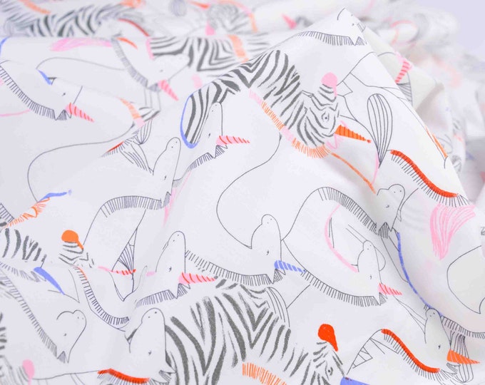 Baumwollstoff, Zebra, Einhorn, schwarz, weiß, Popeline, Patchwork