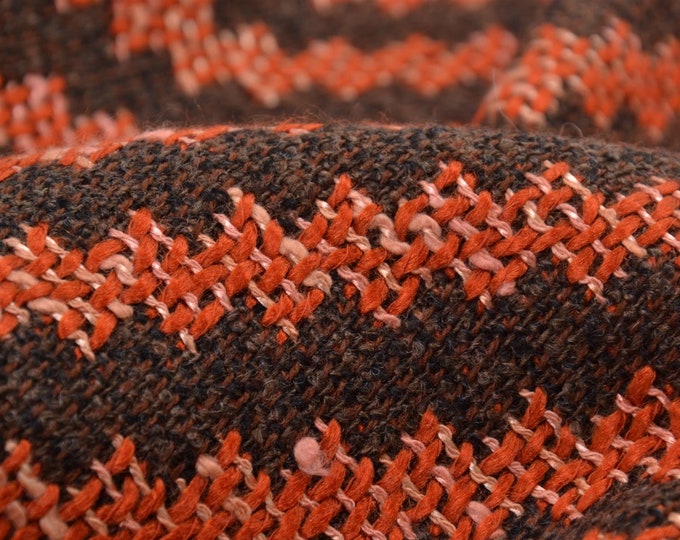 Mantelstoff Woll-Tweed mit Treppenmuster in Rost und Braun - 150cm breit - Stoff gemustert gemustert