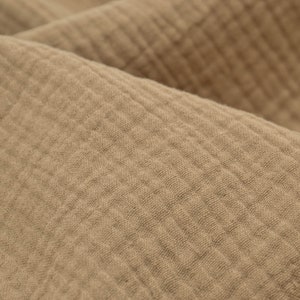Muslin made of cotton in plain beige, camel - 135 cm wide - fabric can be used on both sides UNI