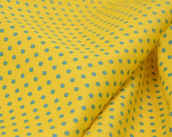Cotton fabric with yellow and blue polka dots by Makower, patchwork - 110 cm wide - matte fabric, polka dots