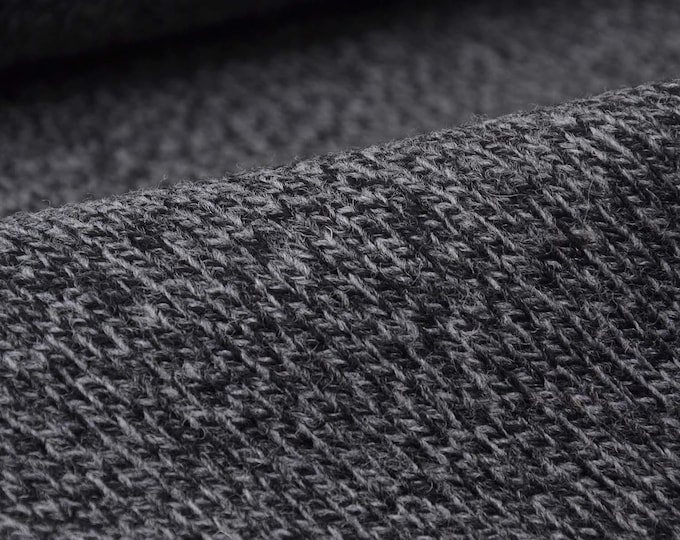 Jacket fabric knit with fleece backing in dark grey mottled - 145 cm wide - knit fabric, melange