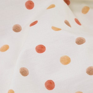 Maillot enfant à pois beige et rouille - 150 cm de large - tissu à motifs pois
