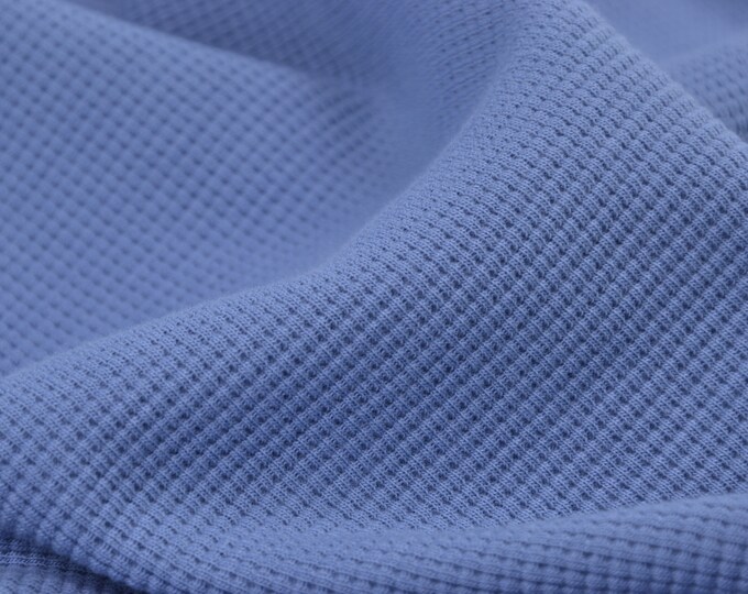 Jersey Waffelstrick „Clarissa“ von Swafing aus 100% Baumwolle, blau, rauchblau - 150cm breit - Stoff matt, UNI