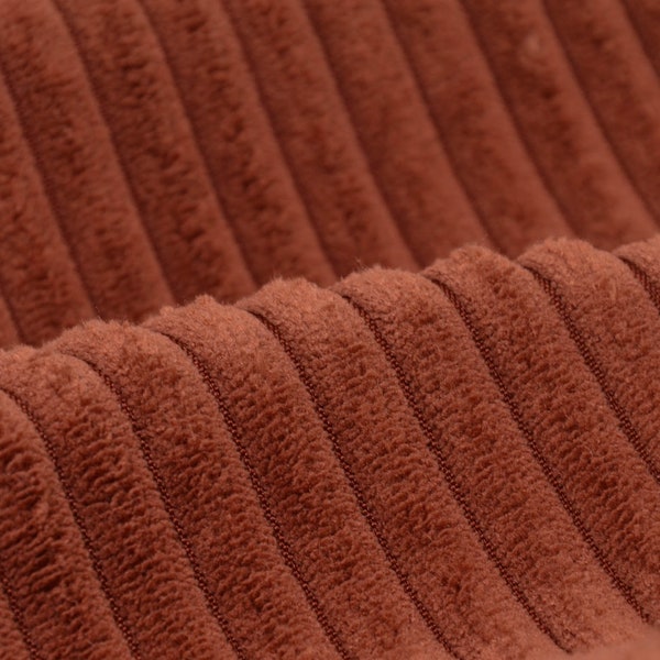 Upholstery fabric corduroy in rust, velvety, soft, red, brown - 140 cm wide - fabric fluffy, UNI