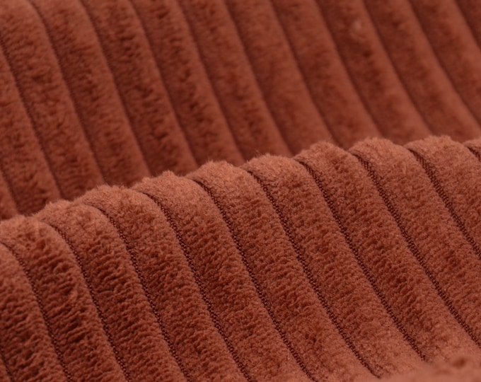 Corduroy upholstery fabric in rust, velvety, soft, red, brown - 140 cm wide - fluffy fabric, solid color
