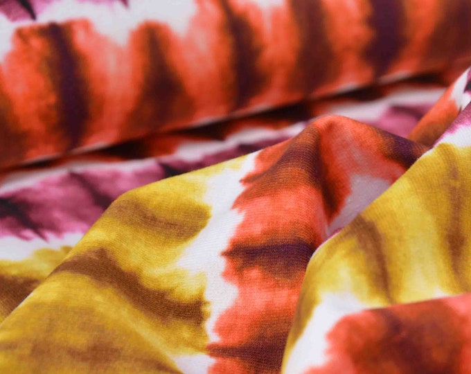 Sweatstoff, Sommersweat, Batik, pink, orange, gelb - Hilco Batiko