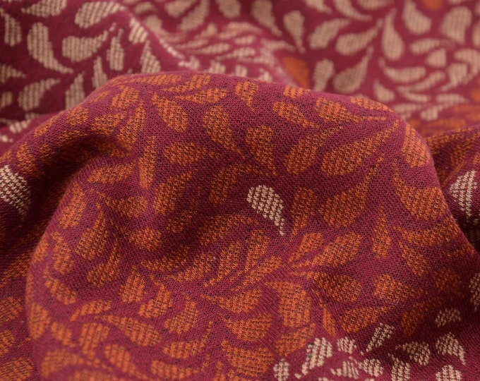 Jackenstoff loraler Double in rot und orange als fester Strick mit Leoprint Fleece - 150cm breit - Stoff gemustert Ornamente