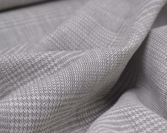 Hosenstoff aus Leinen mit Baumwolle, kariert, grau, beige - 140cm breit - Stoff zweifarbig, Karos