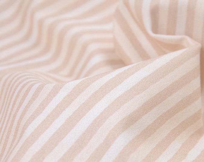 Kinderjersey Baby Stripe Streifen in beige, weiß von Hilco aus Baumwolle - 150cm breit - Stoff matt, Streifen