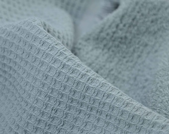 Terry cloth fabric with waffle piqué back made of cotton plain mint - 140 cm wide - fabric can be used on both sides, UNI