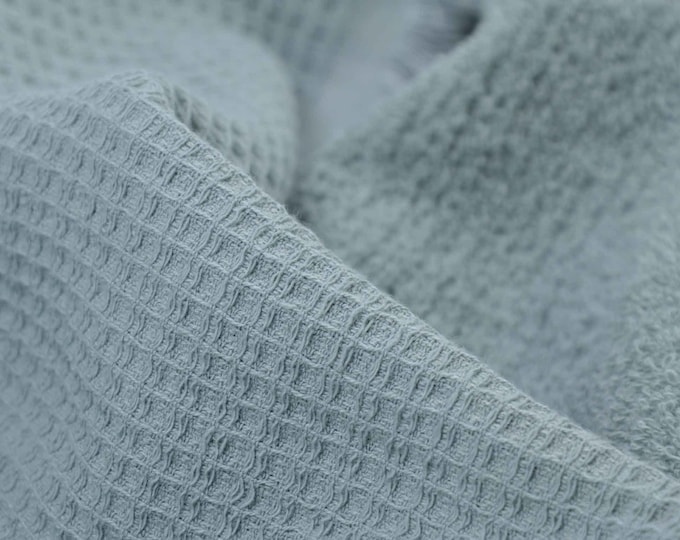 Terry cloth fabric with waffle piqué back made of cotton plain mint - 140 cm wide - fabric can be used on both sides, UNI