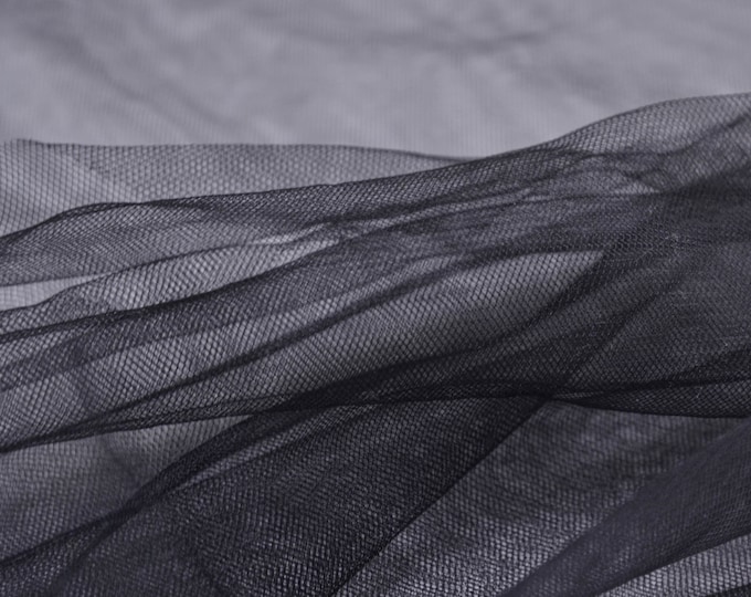 Dekostoff, Tüll, Tüllstoff, fein, uni schwarz - 160cm breit - Stoff halb transparent, UNI