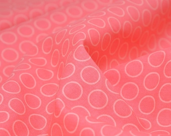 Tkanina bawełniana w kółka, różowa, pomarańczowa, różana, tkanina patchworkowa - szerokość 112 cm - tkanina wzorzysta, kółka