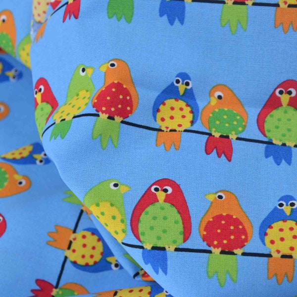 Westfalenstoffe Young Line, birds, red, blue, green, yellow, cotton, patchwork