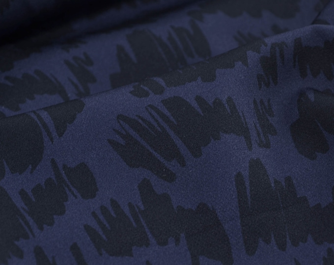 Hosenstoff mit Leo Muster in schwarz und blau - 140cm breit - Stoff glatt Tierprint