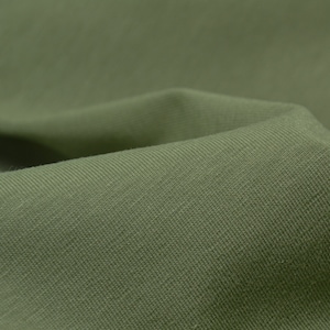 Organic cotton jersey by Mind the Maker in olive green - 170 cm wide - smooth fabric, UNI