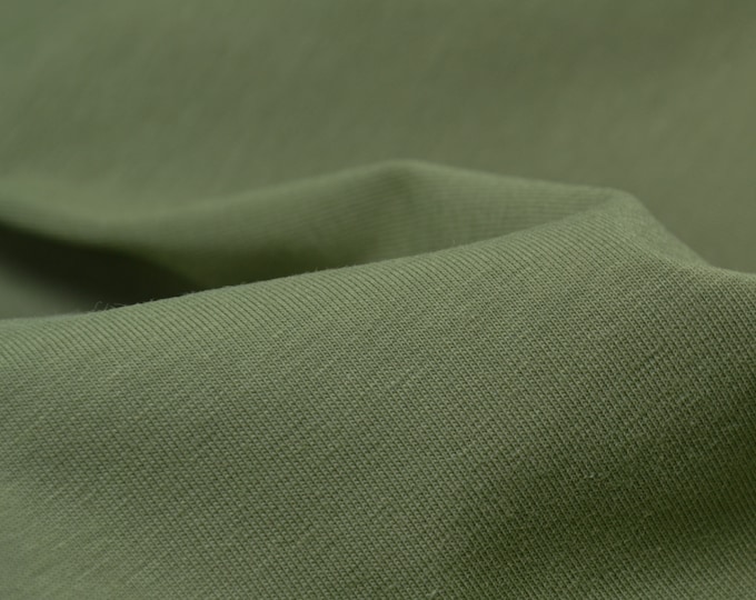 Organic cotton jersey from Mind the Maker in olive green - 170 cm wide - smooth fabric, solid color