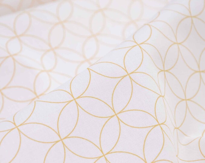 Baumwollstoff Druckstoff Kreise, weiß gelb von Westfalenstoffe - 150cm breit - Stoff glatt, Kreise