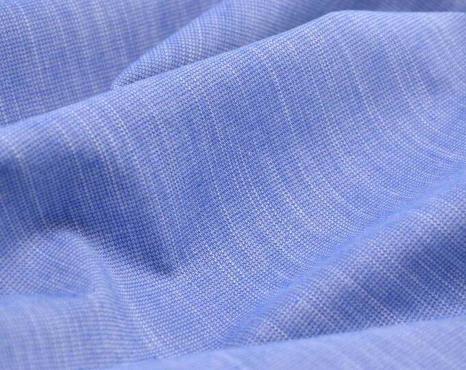 NEU! Baumwolle-Leinen-Mischung Stoff blau Leinenoptik meliert
