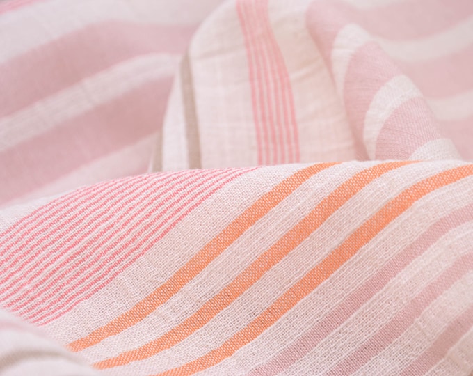 Blouse fabric striped beige, pink made of cotton, viscose - 150 cm wide - fabric patterned stripes