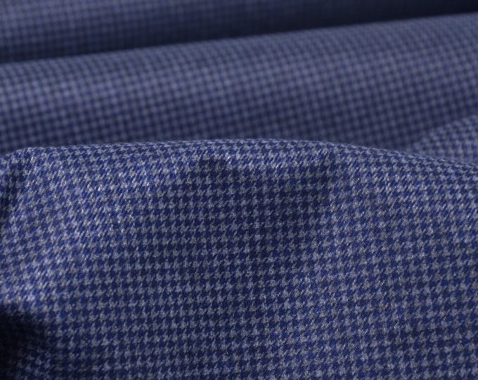 Jacket fabric water-repellent, rain jacket, houndstooth, blue, silver - 145 cm wide - patterned fabric, melange