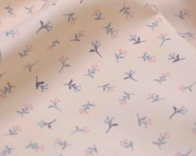 Cotton print, floral, small pattern, beige - Makower