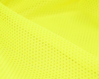 Decorative mesh fabric, net fabric in neon yellow, sportswear, lining fabric - 140 cm wide - semi-transparent fabric, solid color