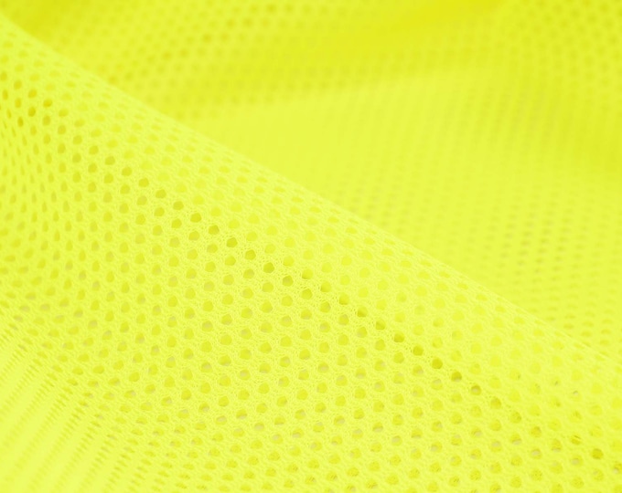 Dekostoff Mesh, Netzstoff in neon gelb, Sportbekleidung, Futterstoff - 140cm breit - Stoff halb transparent, UNI