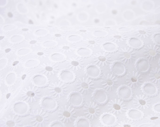 Blouse fabric with embroidery made of cotton by Hilco - 130 cm wide - fabric matt UNI