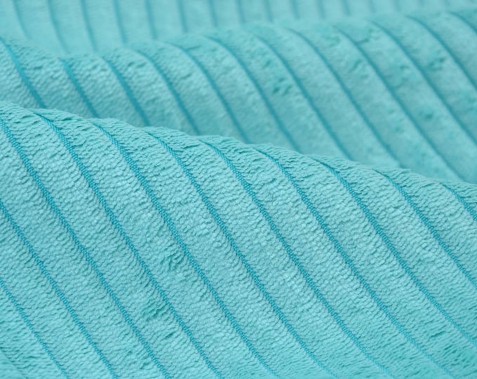 Corduroy upholstery fabric in mint and turquoise, velvety and soft, suitable for bags and cushions - 140 cm wide - slightly glossy fabric, solid color