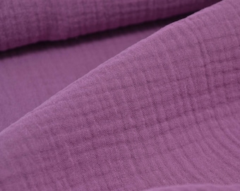 Muslin fabric in purple made of cotton from Hilco - 130 cm wide - fabric crashed UNI