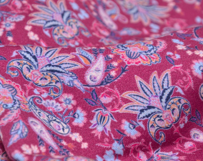 Jersey interlock, cotton, purple, paisley, floral, Westfalenstoffe - 140 cm wide - patterned fabric, paisley