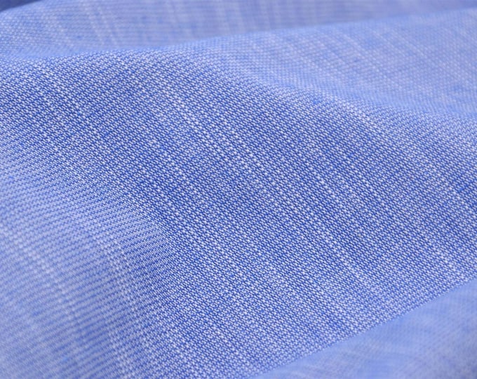 NEU! Baumwolle-Leinen-Mischung Stoff blau Leinenoptik meliert