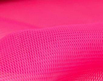 Decoratiestof 3d mesh, netstof in neon roze voor tassen - 70 cm breed - stof semi-transparant, UNI